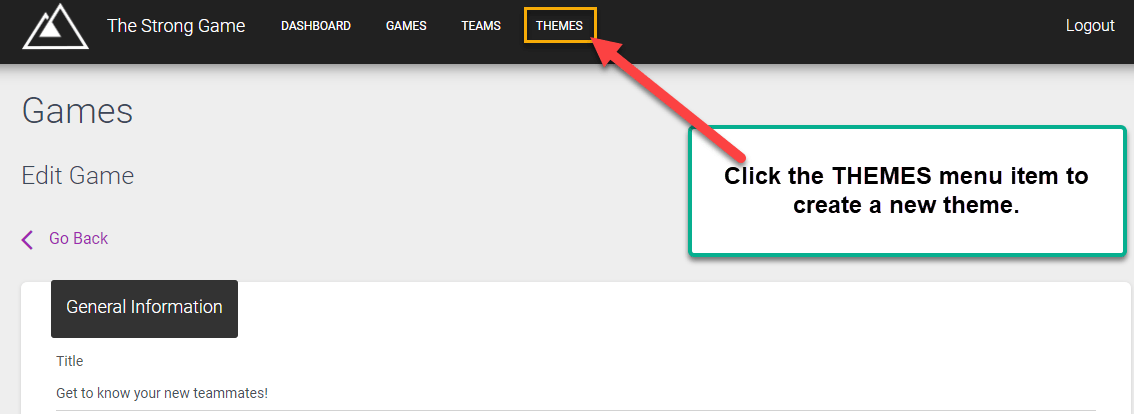 Click themes menu item in admin dashboard